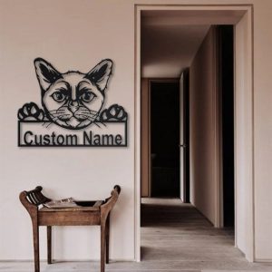 Burmese Cat Metal Art Personalized Metal Name Sign Decor Home Gift for Cat Lover 4