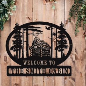 Cabin Welcome Sign Custom Outdoor Metal Signs Family Cabin Lake House Metal Decor Mountain Decor