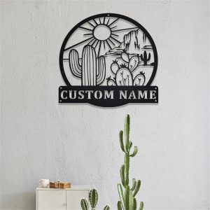 Cactus Metal Sign Personalized Garden Signs Decor Yard House 3