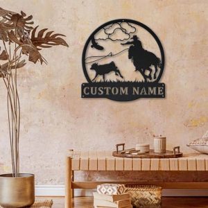 Calf Roping Sport Metal Sign Personalized Metal Name Signs Home Decor Sport Lovers Gifts 3