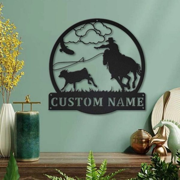 Calf Roping Sport Metal Sign Personalized Metal Name Signs Home Decor Sport Lovers Gifts