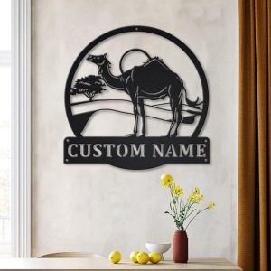 Camels Animal Metal Art Personalized Metal Name Sign Decor Home Gift for Animal Lover