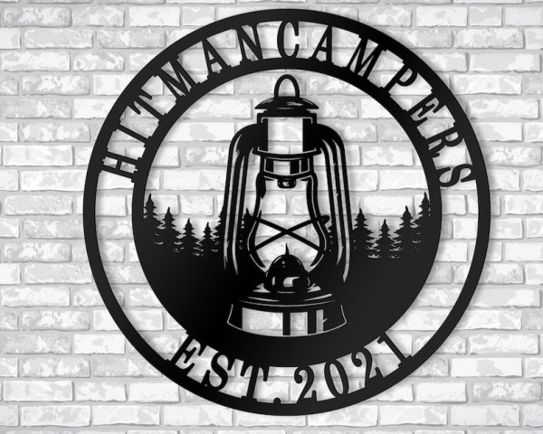 Camping Metal Sign Vintage Lamp Custom Outdoor Metal Signs Decorations For Campsite 1