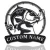 Carp Fishing Fish Pole Metal Art Personalized Metal Name Sign Decor Home Gift for Fishing Lover