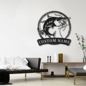 Catfish Metal Art Personalized Metal Name Sign Decor Home Fishing Gift for Fisherman 4
