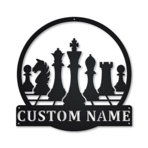 Chess Sport Metal Sign Personalized Metal Name Signs Home Decor Sport Lovers Gifts 1