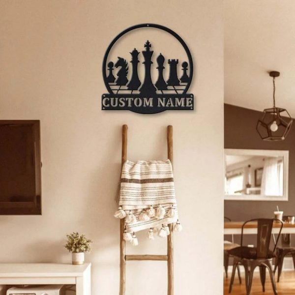 Chess Sport Metal Sign Personalized Metal Name Signs Home Decor Sport Lovers Gifts