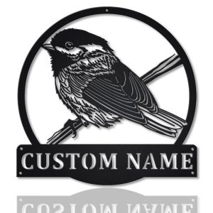 Chickadee Bird Metal Art Personalized Metal Name Sign Decor Home Gift for Animal Lover 1