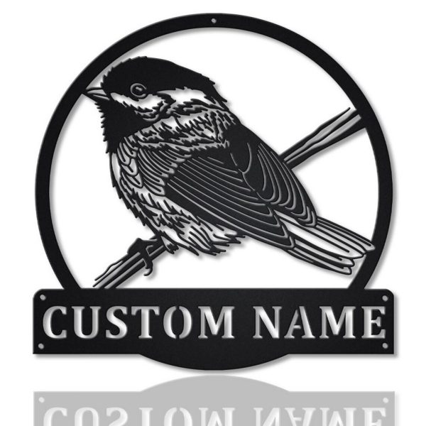 Chickadee Bird Metal Art Personalized Metal Name Sign Decor Home Gift for Animal Lover