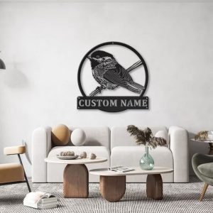 Chickadee Bird Metal Art Personalized Metal Name Sign Decor Home Gift for Animal Lover 2