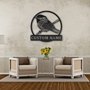 Chickadee Bird Metal Art Personalized Metal Name Sign Decor Home Gift for Animal Lover 3