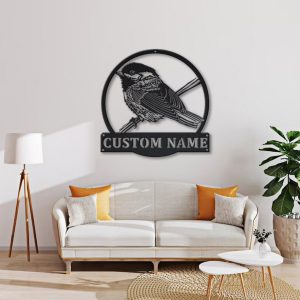 Chickadee Bird Metal Art Personalized Metal Name Sign Decor Home Gift for Animal Lover 4