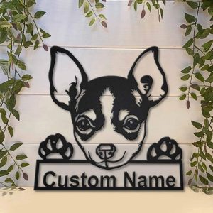 Chihuahua Dog Metal Art Personalized Metal Name Sign Home Decor Gift for Dog Lover 2 1