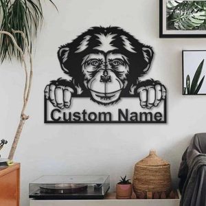 Chimpanzee Monkey Metal Art Personalized Metal Name Sign Decor Home Gift for Animal Lover 3