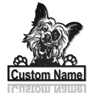 Chinese Crested Dog Metal Art Personalized Metal Name Sign Decor Home Gift for Dog Lover 1