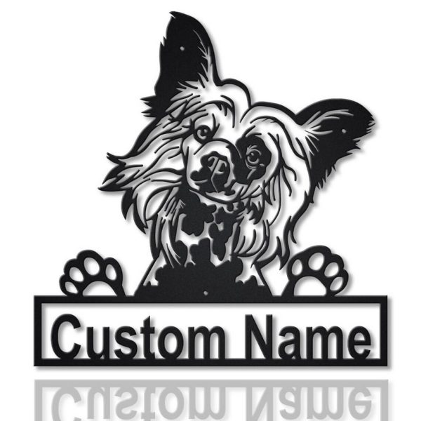 Chinese Crested Dog Metal Art Personalized Metal Name Sign Decor Home Gift for Dog Lover