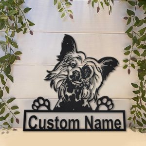 Chinese Crested Dog Metal Art Personalized Metal Name Sign Decor Home Gift for Dog Lover 2