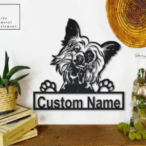 Chinese Crested Dog Metal Art Personalized Metal Name Sign Decor Home Gift for Dog Lover 3