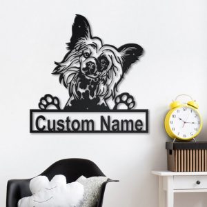 Chinese Crested Dog Metal Art Personalized Metal Name Sign Decor Home Gift for Dog Lover 4