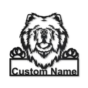 Chow Chow Dog Metal Art Personalized Metal Name Sign Home Decor Gift for Dog Lover