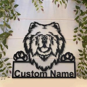 Chow Chow Dog Metal Art Personalized Metal Name Sign Home Decor Gift for Dog Lover 3