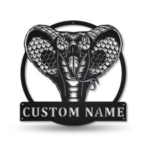 Cobra Snake Metal Art Personalized Metal Name Sign Decor Home Gift for Animal Lover 1