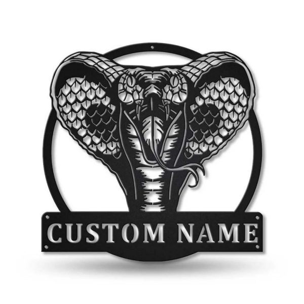 Cobra Snake Metal Art Personalized Metal Name Sign Decor Home Gift for Animal Lover