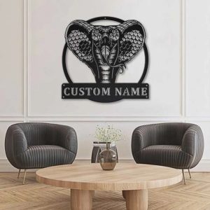 Cobra Snake Metal Art Personalized Metal Name Sign Decor Home Gift for Animal Lover 2