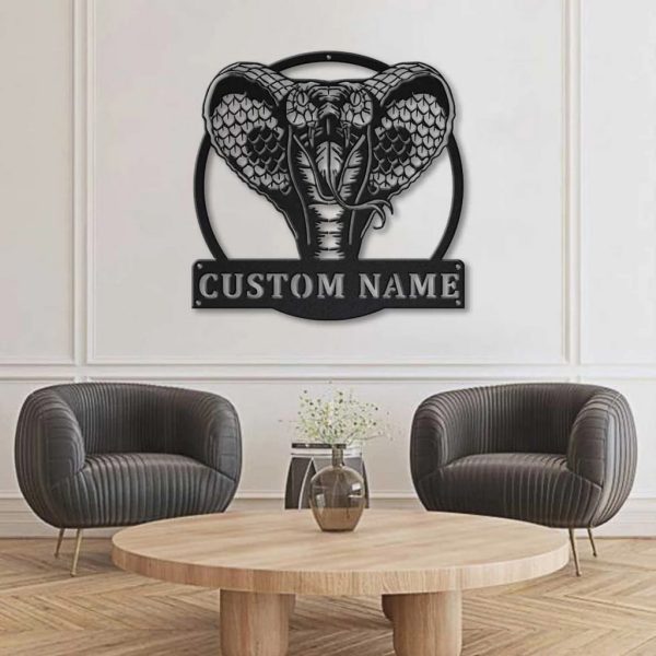 Cobra Snake Metal Art Personalized Metal Name Sign Decor Home Gift for Animal Lover