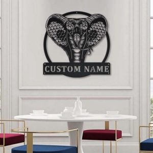 Cobra Snake Metal Art Personalized Metal Name Sign Decor Home Gift for Animal Lover 3