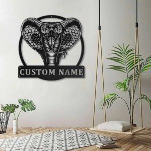 Cobra Snake Metal Art Personalized Metal Name Sign Decor Home Gift for Animal Lover 4