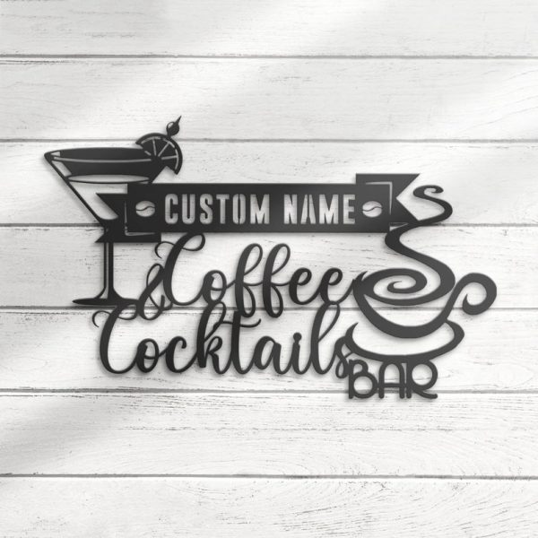 Coffee Bar Signs Cocktail And Coffee Bar Personalized Metal Signs Home Kitchen Decoration