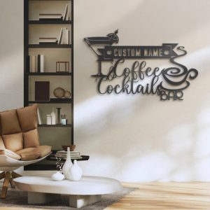 Coffee Bar Signs Cocktail And Coffee Bar Personalized Metal Signs Home Kitchen Decoration