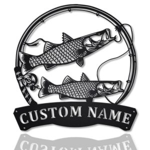 Common Snook Fish Metal Art Personalized Metal Name Sign Decor Home Fishing Gift for Fisherman 1