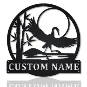 Cranes Metal Art Personalized Metal Name Sign Decor Home Gift for Animal Lover 1