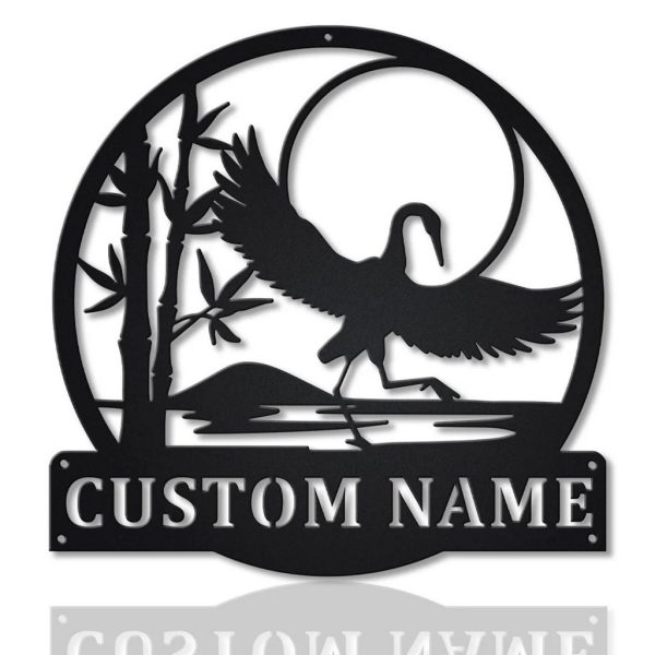 Cranes Metal Art Personalized Metal Name Sign Decor Home Gift for Animal Lover