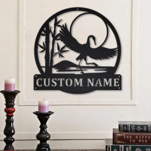 Cranes Metal Art Personalized Metal Name Sign Decor Home Gift for Animal Lover 2