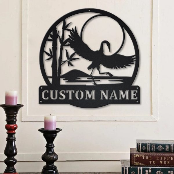 Cranes Metal Art Personalized Metal Name Sign Decor Home Gift for Animal Lover