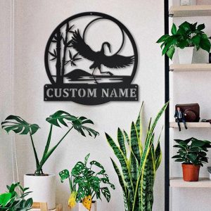 Cranes Metal Art Personalized Metal Name Sign Decor Home Gift for Animal Lover 3