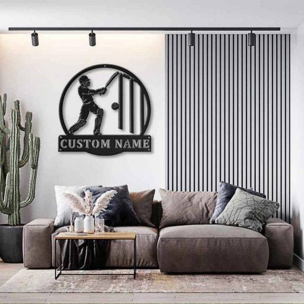 Cricket Sport Metal Sign Personalized Metal Name Signs Home Decor Sport Lovers Gifts