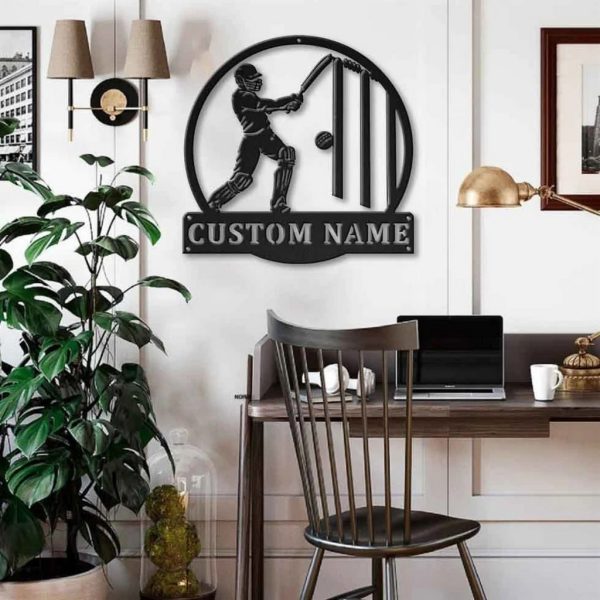 Cricket Sport Metal Sign Personalized Metal Name Signs Home Decor Sport Lovers Gifts