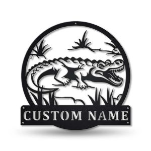 Crocodile Metal Art Personalized Metal Name Sign Decor Home Gift for Animal Lover 1