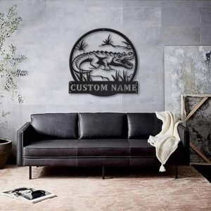 Crocodile Metal Art Personalized Metal Name Sign Decor Home Gift for Animal Lover 2