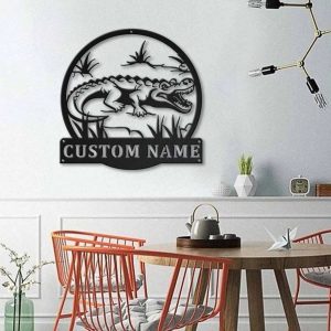 Crocodile Metal Art Personalized Metal Name Sign Decor Home Gift for Animal Lover 4