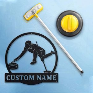 Curling Sport Metal Sign Personalized Metal Name Signs Home Decor Sport Lovers Gifts