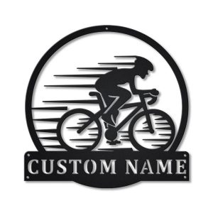 Cycling Sport Metal Sign Personalized Metal Name Signs Home Decor Sport Lovers Gifts