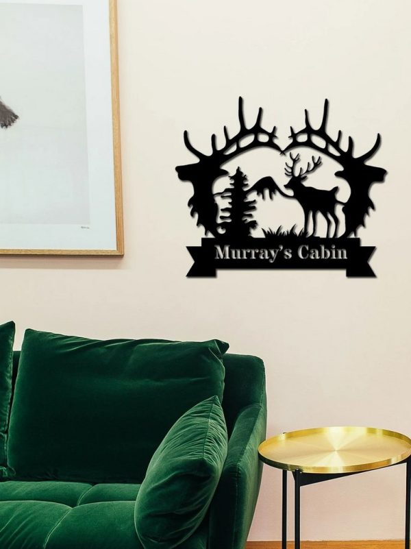 Deer Antler Metal Art Personalized Metal Name Sign Cabin Signs Decor Outdoor