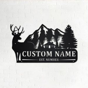 Deer Family Metal Art Personalized Metal Name Signs Gifts For Hunter Dad Hunting Room Decor