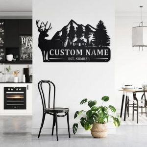 Deer Family Metal Art Personalized Metal Name Signs Gifts For Hunter Dad Hunting Room Decor 3