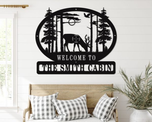 Deer Hunting Antler Sign Custom Outdoor Metal Signs Hunter’s Room Decor Front Porch Decor